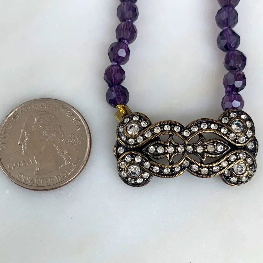 Qvc La Vintage Purple Bead Necklace With Swarovski Clasp 24” — image 3 of 7